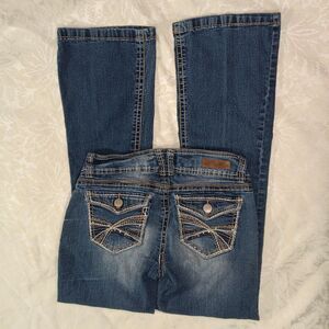 Y2K WallFlower Jeans Womens 7 Junior Bootflare Lowrise Stretch Authentic Denim
